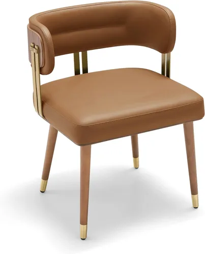 Miniatura 24 de ARTPLAN Juego de 2 sillas de comedor de cuero de nogal, modernas sillas de cocina con cojín de espuma de alta resistencia y marco de acero 2-Azul