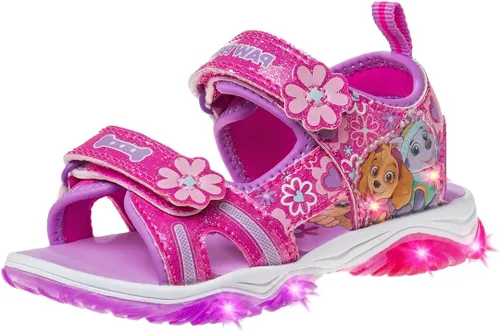 Nickelodeon Zapatos iluminados de Paw Patrol para niñas, sandalias de verano, zapatos de agua para niños, Skye Everest, correa ajustable para playa,