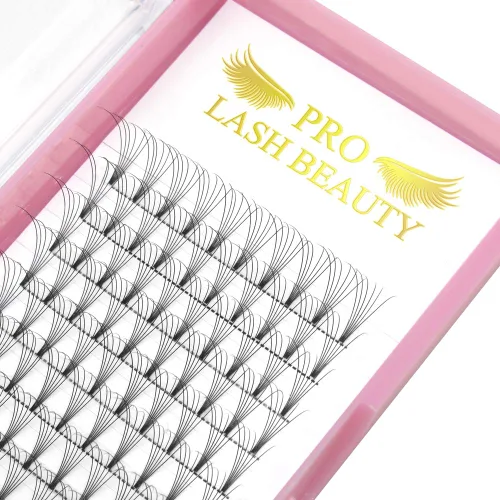 Miniatura 9 de Extensiones de pestañas postizas de volumen prefabricadas 3D-C-0.07-10 con tallo corto, extensiones de pestañas postizas en abanico prefabricadas 9