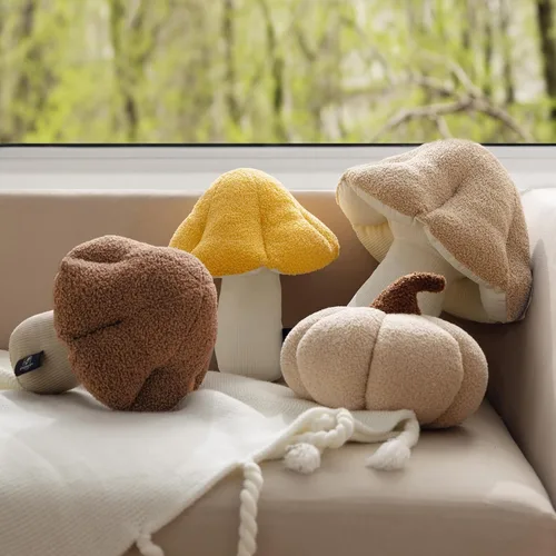 Miniatura 5 de Phantoscope Almohada Decorativa en Forma de Hongo, Almohadas Decorativas de Vellón Teddy Suave en Forma de Hongo, Lindo Cojín en Forma 3D para Sofá