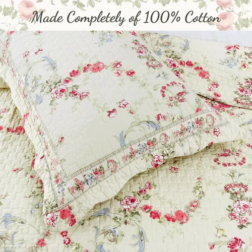 Miniatura 2 de Cozy Line Home Fashions - Juego de ropa de cama reversible de 100% algodón con estampado floral de color caqui, crema y amarillo