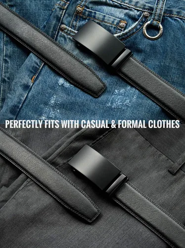Miniatura 6 de CHAOREN - Cinturón para hombre - Cinturón de trinquete de cuero de 1 3/8 pulgadas para pantalones de vestir - Cinturón micro ajustable que se adapta