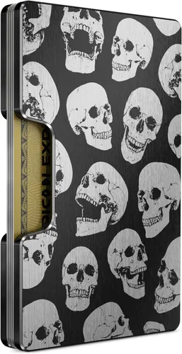 Miniatura 17 de Cartera de aluminio grabada para hombre, clip delgado para dinero y tarjetero con acabado grabado. Bloqueo RFID mejorado, carteras compactas, únicas