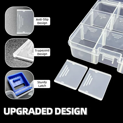 Miniatura 4 de DUOFIRE Caja organizadora de plástico con contenedor de almacenamiento, divisor ajustable, compartimento de cuadrícula extraíble para cuentas