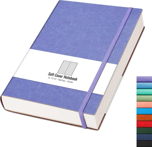 Miniatura 30 de AHGXG Cuaderno rayado – 320 páginas numeradas grande B5 grueso diario universitario rayado, papel rayado grueso de 100gsm, tapa blanda de piel Azul