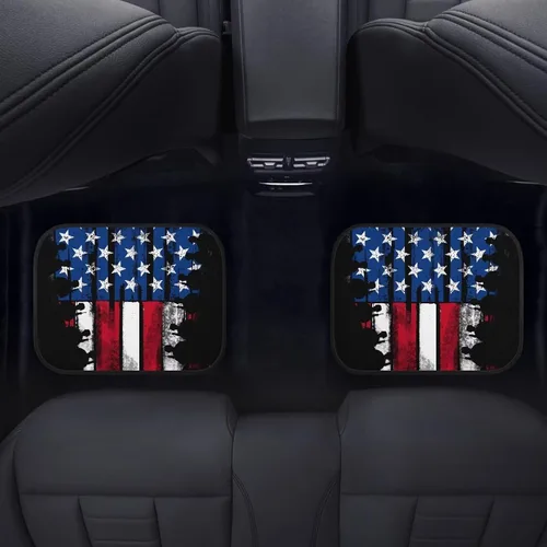 Miniatura 4 de Amzbeauty Tapetes de suelo de bandera estadounidense para autos, tapetes delanteros y traseros resistentes con respaldo de goma, almohadillas