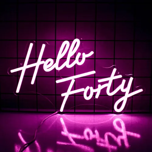 Miniatura 8 de Letrero LED de neón para decoración de cumpleaños número 40, arte de pared USB regulable de 16.5 x 9.4 pulgadas con tablero acrílico - Brillo blanco