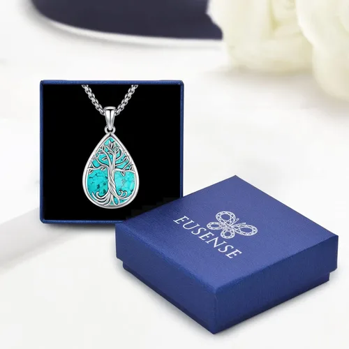 Miniatura 159 de Joyas de turquesa para mujeres y hombres de plata de ley 925 con colgante de urna para cenizas, collar con medallón de imagen, martillo de Thor
