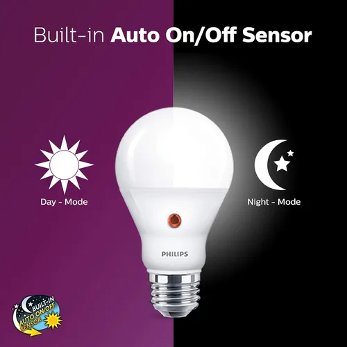 Miniatura 3 de Philips Bombilla LED A19 para exteriores del anochecer al amanecer, sin parpadeo, 800 lúmenes, luz blanca suave (2700 K), 8 W = 60 W, base E26