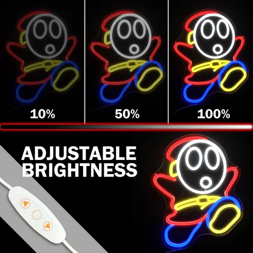 Miniatura 4 de Shy Guy - Letrero de neón regulable con luces LED para decoración de pared, videojuegos, para dormitorio, sala de juegos, cueva de hombre