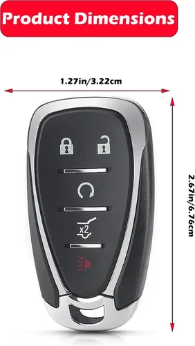 Miniatura 5 de Funda para llavero con batería, Alliskeys Funda de reemplazo para llave inteligente de 5 botones para Chevrolet Equinox Traverse Blazer Chevy SUV