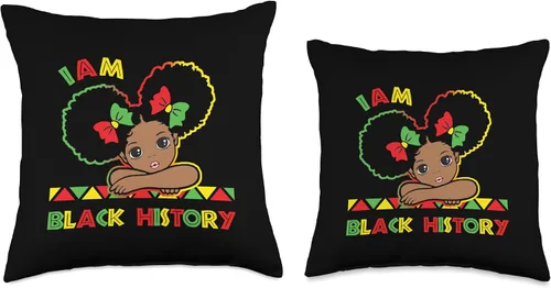 Miniatura 3 de I am Black History Little Girl Afro Love African Camisa para niños y niñas, almohada negra del mes de la historia, 16 x 16 pulgadas, multicolor