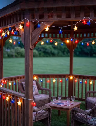 Miniatura 6 de Guirnalda de 10 luces LED de color rojo, blanco y azul para exteriores, 8.5 pies, luces decorativas para el 4 de julio, impermeables, conectables