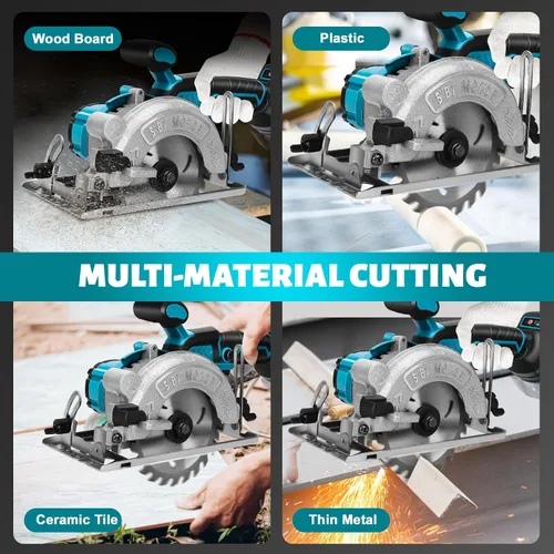 Miniatura 7 de Sierra circular inalámbrica de 5 pulgadas para batería Makita de 18 V (sin batería), sierra de madera eléctrica con motor sin escobillas, bisel