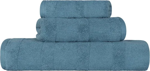 Superior Juego de 3 toallas de 100% algodón turco de secado rápido de 500 GSM, diseño acanalado de felpa suave, incluye 1 cara, 1 mano y 1 toalla de