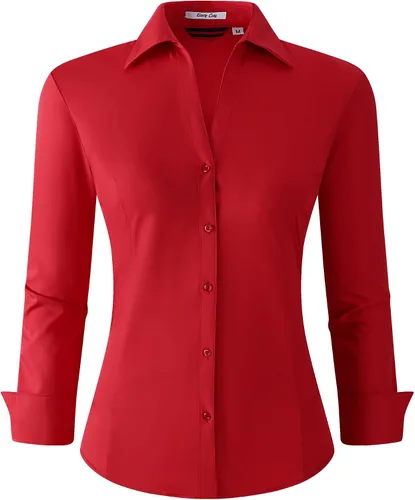 Miniatura 7 de Alex Vando - Blusa de botones para mujer, sin arrugas, manga larga, casual, para el trabajo