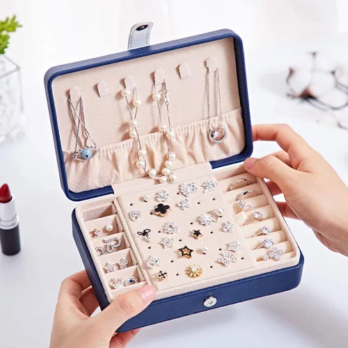 Miniatura 9 de Joyero para mujer, collar, aretes, anillos, accesorios de joyería, organizador