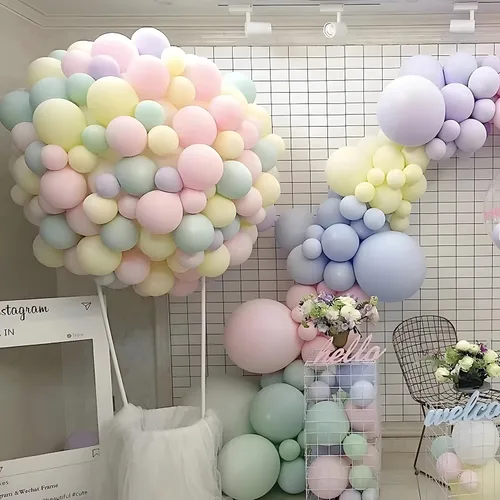 Miniatura 4 de Globos pastel de 10 pulgadas, 100 unidades de globos de color arcoíris de color caramelo de macarrón para bodas, cumpleaños, baby shower