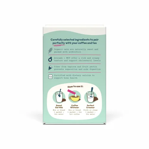 Miniatura 5 de Crema para café de leche de avena, endulzada en caja de 10 unidades de JOI - Superalimento, vegana, sin lácteos, a base de plantas, kosher, de larga