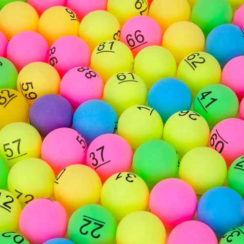 SelfTek 100 pelotas de tenis de mesa numeradas para sorteo de cerveza pingpong de 1.575 in, bolas de lotería impresas con números para juegos de