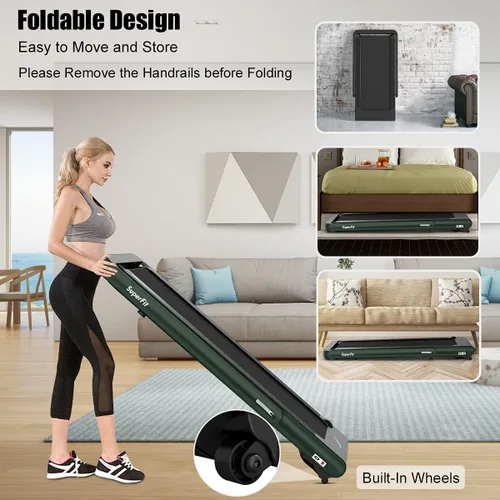 Miniatura 4 de GYMAX Caminadora plegable para debajo del escritorio, 4.75 HP 2 en 1 con control de frecuencia cardíaca, control de aplicación, pantalla táctil LED