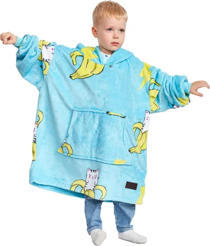 Miniatura 10 de Catalonia - Sudadera con capucha de gran tamaño para niños, sudadera de forro polar portátil con bolsillo frontal grande, para niños de 4 a 12 años