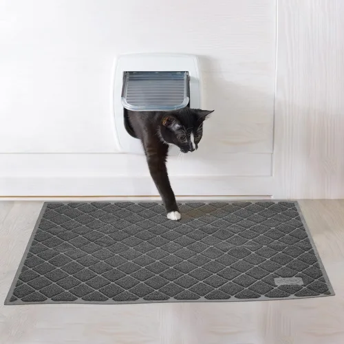 Miniatura 8 de Niubya Tapete de arena para gatos de alta calidad, tapete para caja de arena con respaldo antideslizante e impermeable, tapete atrapa arena suave