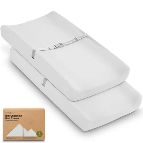 Miniatura 29 de Paquete de 2 fundas orgánicas para cambiador para niña, niño, neutro - 100% algodón, funda para almohadilla de mesa cambiadora, sábanas suaves