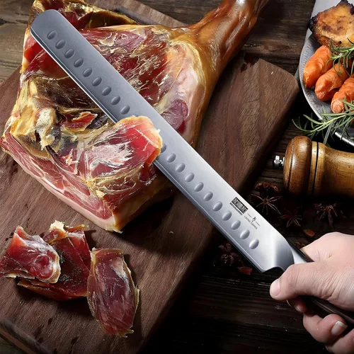 Miniatura 7 de HOSHANHO - Cuchillo de tallar de 12 pulgadas, cuchillo de corte de acero japonés de alto carbono con mango ergonómico de madera de Pakka, cuchillos