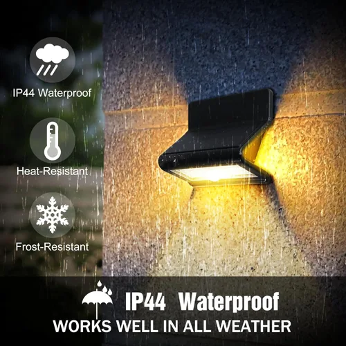 Miniatura 4 de AURAXY Luces de inundación de seguridad LED con sensor de movimiento solar impermeable para exteriores, funciona con pilas, luz de pared activada
