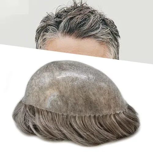 Miniatura 24 de Toupee - Sistema de reemplazo de cabello de polietileno completo para hombre, cabello humano europeo para hombre, tupé de 0.004 in, piel duradera