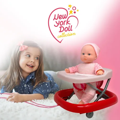 Miniatura 5 de Juego de muñecas de bebé con bebé suave de 12 pulgadas y andador plegable, lindo juego de accesorios para muñecas de bebé, muñecas para aprender a