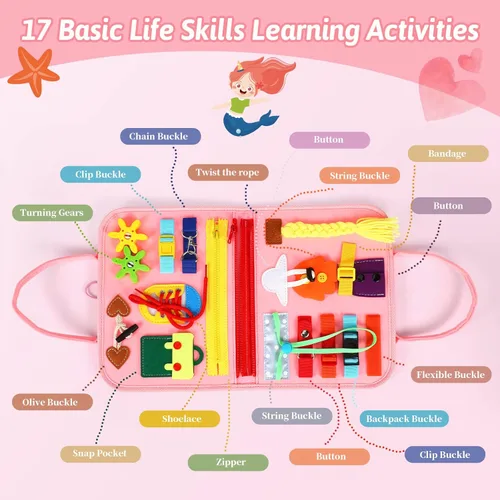 Miniatura 5 de Tabla de actividades 8 en 1 para niños pequeños de 1 año, libro Montessori de juguete ocupado para niños pequeños de 1 a 3 años, juguete sensorial