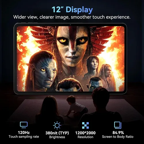 Miniatura 3 de Tablet N90 Android 16, tableta de 12 pulgadas 2K FHD+, tableta Android con teclado, WiFi 5G, 24GB+128GB/2TB, identificación facial, 9000 mAh, 4 años