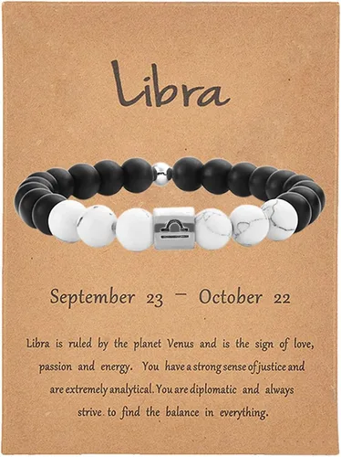 Long tiantian Pulsera del zodiaco para hombre, pulsera de horóscopo de constelación para mujer, regalos de signo del zodiaco, pulsera con cuentas