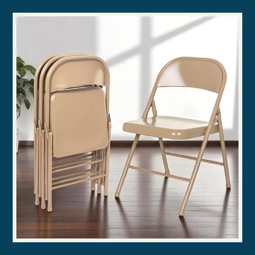 Miniatura 10 de OEF Furnishings OEF900 Series - Sillas plegables de acero ligeras prémium (paquete de 4, beige)