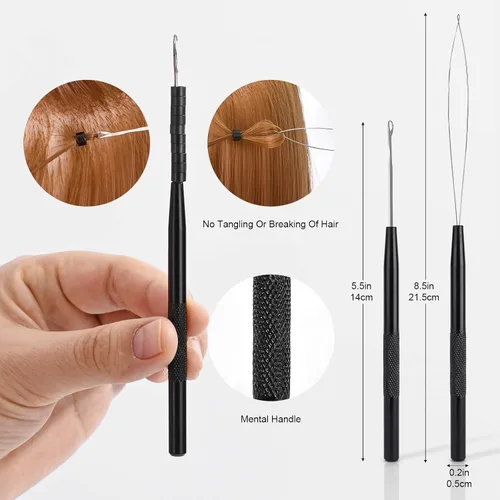 Miniatura 6 de Kit de herramientas para extensiones de cabello EHDIS de acero inoxidable, juego de alicates para micro enlaces de cuentas de cabello y removedor