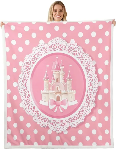 Miniatura 15 de Princess Flannel Blanket All Seasons,Rainbow Cloud Stars Butterfly Bed Blanket for Kawaii Home Decor,Dreamy Fairy Tale Castle Blanket for Kids Girls