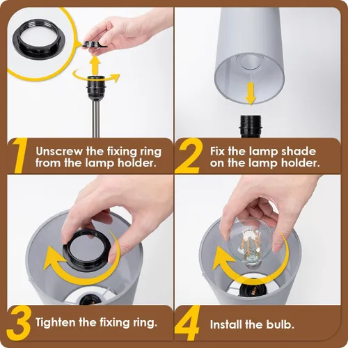 Miniatura 7 de Yarra-Decor Lámpara de noche mejorada con puertos de carga USB A+C y salida de CA, lámpara de mesa de control táctil para dormitorio, lámpara de Gris