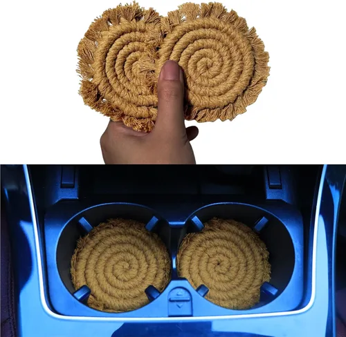 Miniatura 14 de Posavasos bohemios de 7.4 pulgadas para bebidas, posavasos absorbentes tejidos hechos a mano para escritorio, bonitos posavasos de granja para tazas