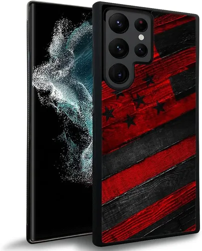 Miniatura 16 de DJSOK Funda compatible con Samsung Galaxy S22 Ultra, diseño con patrón de parachoques trasero, esquinas reforzadas contra arañazos, esquinas Bandera