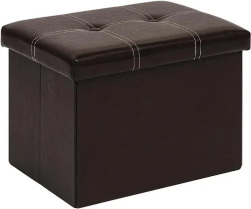 Miniatura 9 de B FSOBEIIALEO Otomana de almacenamiento con cuero sintético plegable pequeña cuadrada reposapiés mesa de café negra 11.8"X 11.8" X 11.8