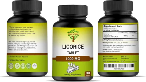 Miniatura 4 de Tabletas de regaliz 90 comprimidos, 1000 mg Suministro de 45 días Suplementos veganos Regaliz 100% natural Regaliz de India