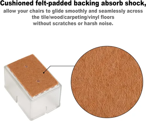 Miniatura 6 de Protectores de suelo para patas de silla, ajuste rectangular, longitud de 1-15/16 a 2-1/16 pulgadas y ancho de 15/16 a 1-3/16 pulgadas, tapas