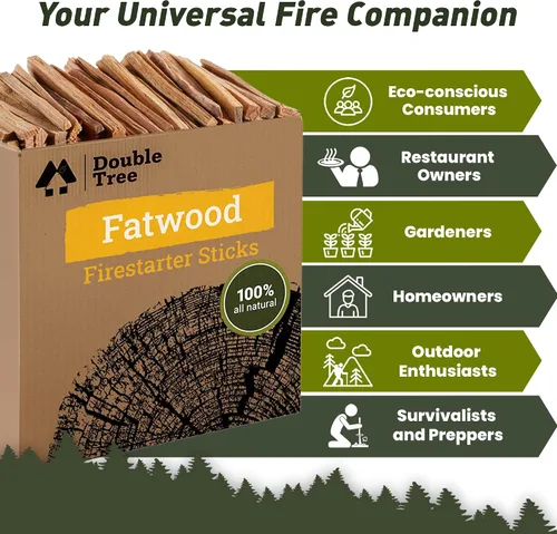 Miniatura 2 de Double Tree Fatwood - Barras de inicio de fuego, rica en resina orgánica, de alta calidad, para estufas de leña, chimeneas, fogatas, hogueras,
