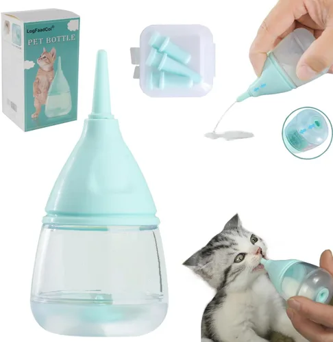 Miniatura 9 de Botellas de gatito para lactancia, biberones para cachorros para lactancia, leche para cachorros, diseño de comedero antiasfixia, con 3 pezones