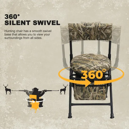 Miniatura 4 de MDSTOP Silla de Caza Giratoria de 360 Grados para Ciegos Terrestres, Asiento de Caza Plegable, Silla de Pesca, Ligera, Portátil, Cojín Acolchado No.