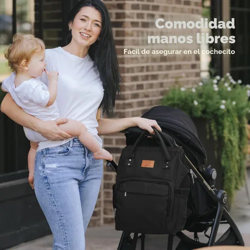 Miniatura 6 de KeaBabies - Mochila pañalera grande impermeable para viajes Color negro.