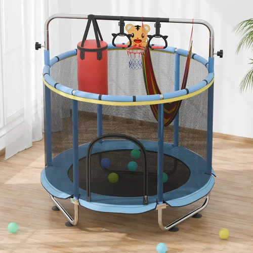 Miniatura 3 de 60" Trampoline for Kids with Enclosure Net,500lbs Capacity Toddler Trampolines Indoor & Outdoor,Kids Trampoline with 5ft Adjustable Gymnastic