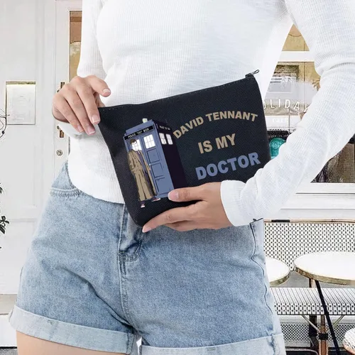 Miniatura 5 de LEVLO Bolsa de maquillaje cosmética con diseño de David Tennant, regalo para fanáticos de David Tennant Is My Doctor - Bolsa de maquillaje